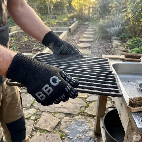 Gants de protection barbecue en kevlar et silicone - résistance jusqu'à 500°c