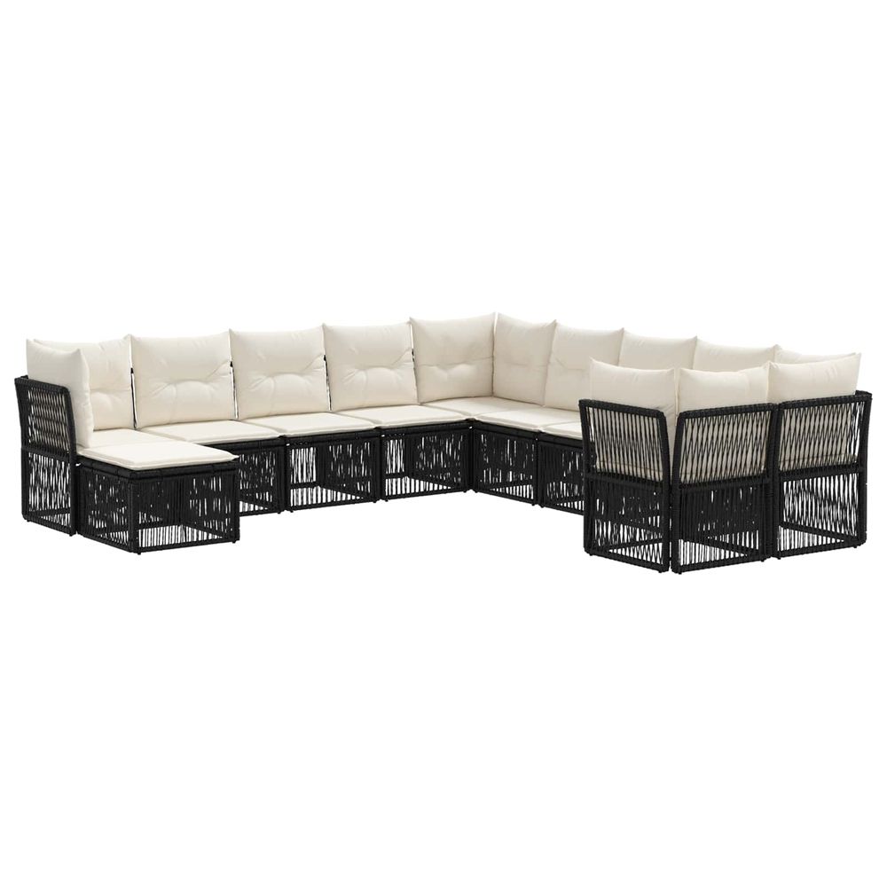 Ensemble de canapé de jardin 11 pc noir polyrotin