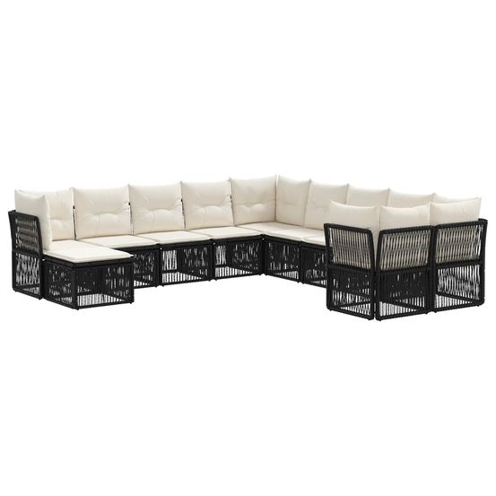 Ensemble de canapé de jardin 11 pc noir polyrotin