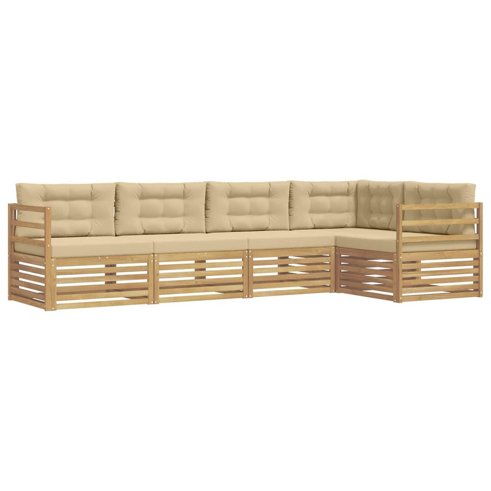Ensemble de canapés d'extérieur 5 pc blanc et beige polyester