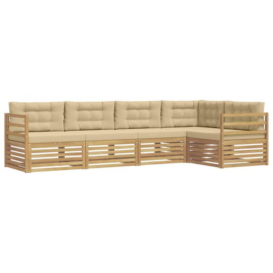 Ensemble de canapés d'extérieur 5 pc blanc et beige polyester
