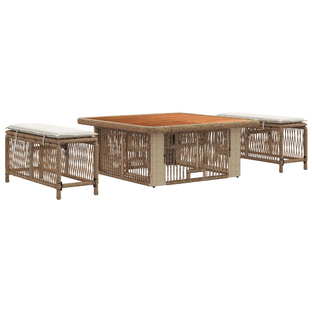 Ensemble de salle à manger pour jardin 3 pc beige et crème