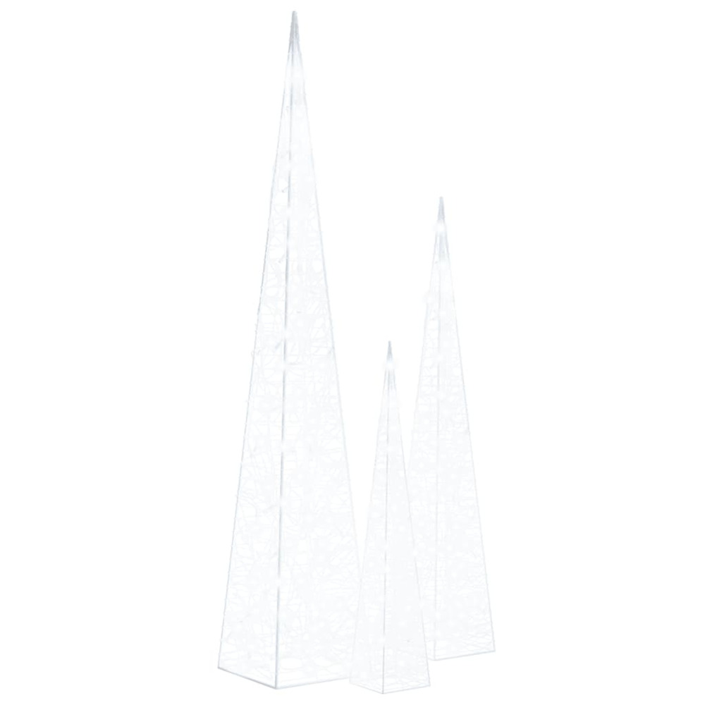 Jeu de cônes lumineux à led acrylique blanc froid 60/90/120 cm