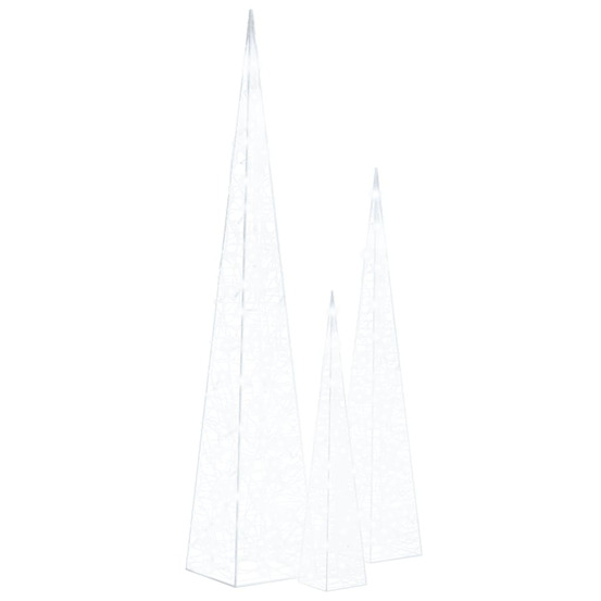 Jeu de cônes lumineux à led acrylique blanc froid 60/90/120 cm