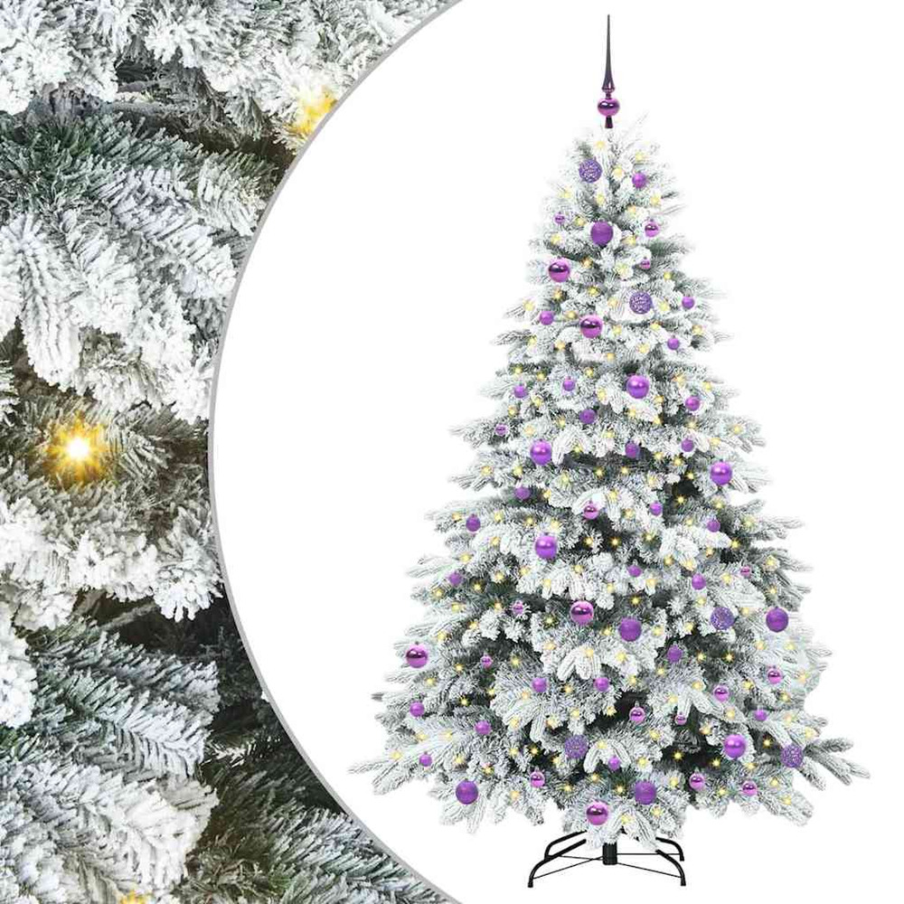 Sapin de noël artificiel avec 300 led blanc 180 cm pe et pvc