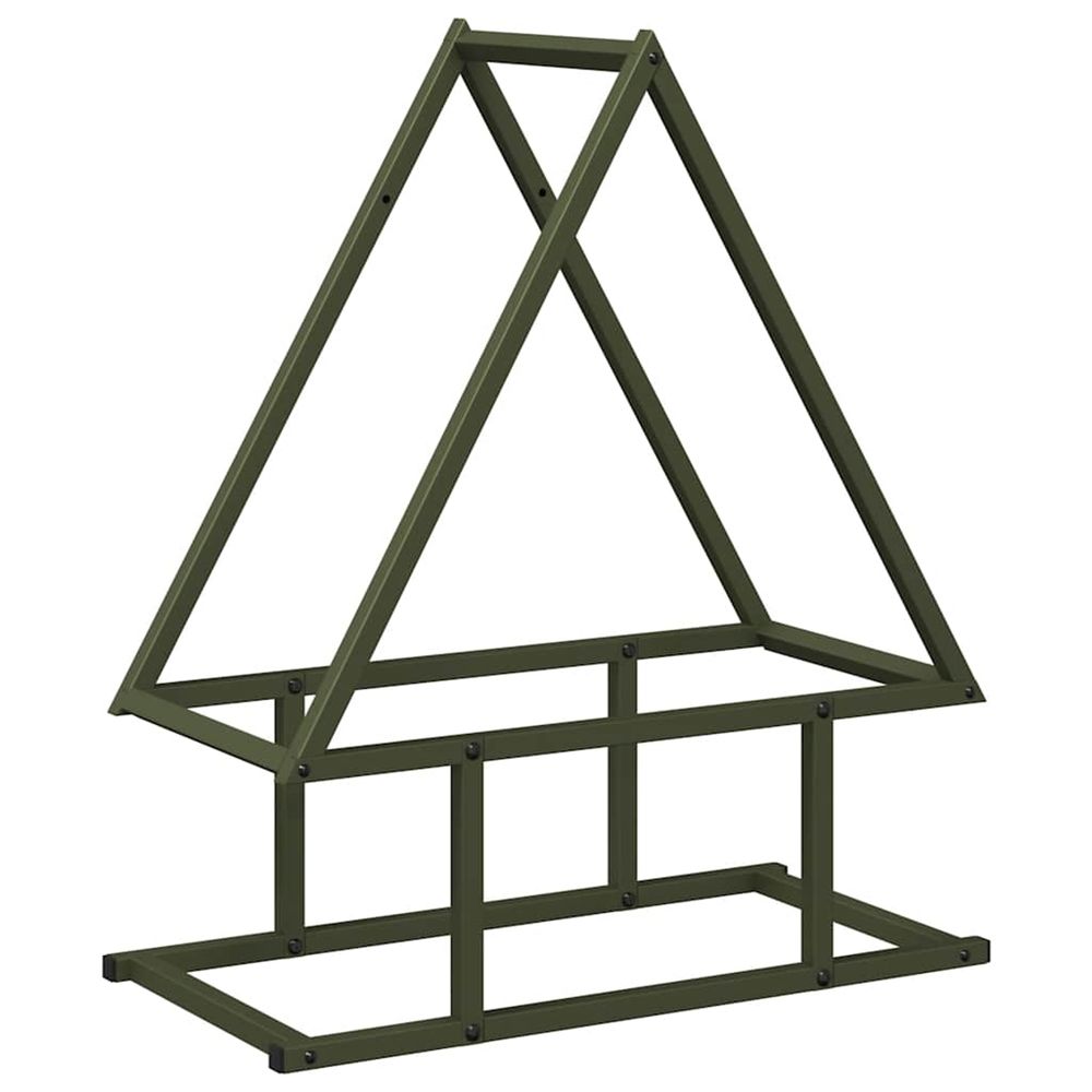 Portant de bois chauffage vert olive 50x25x60 cm