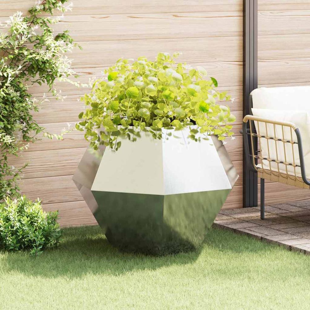 Jardinière carrée inox potager surélevé jardin terrasse argent 100x100cm