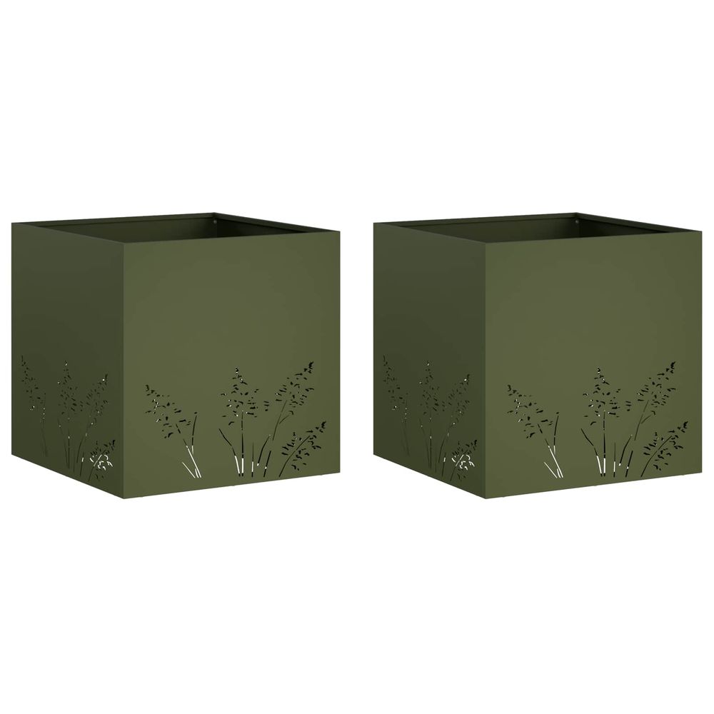 Cache-pot de jardin 2 pc vert olive 50 x 50 x 49 cm