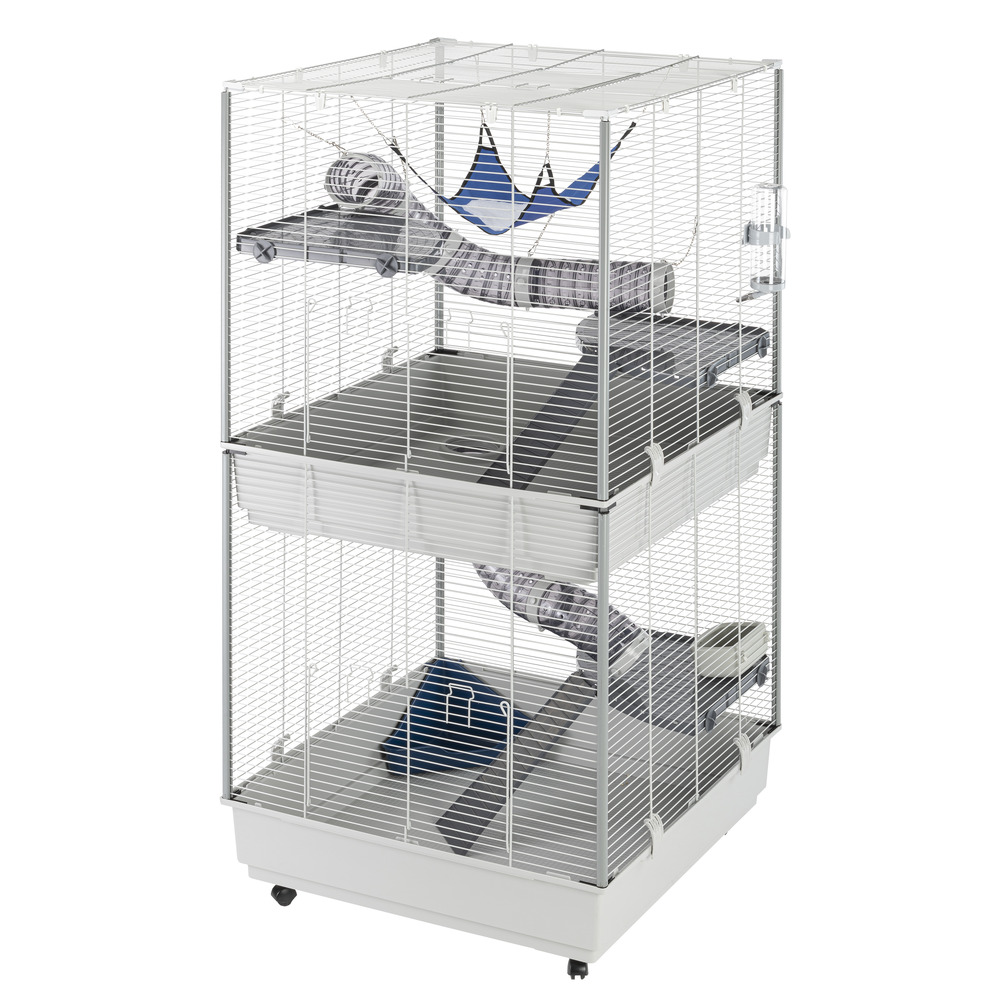 Ferplast cage pour fûrets furet tower, structure verticale sur plusieurs étages, roues et accessoires inclus, métal vernis gris et