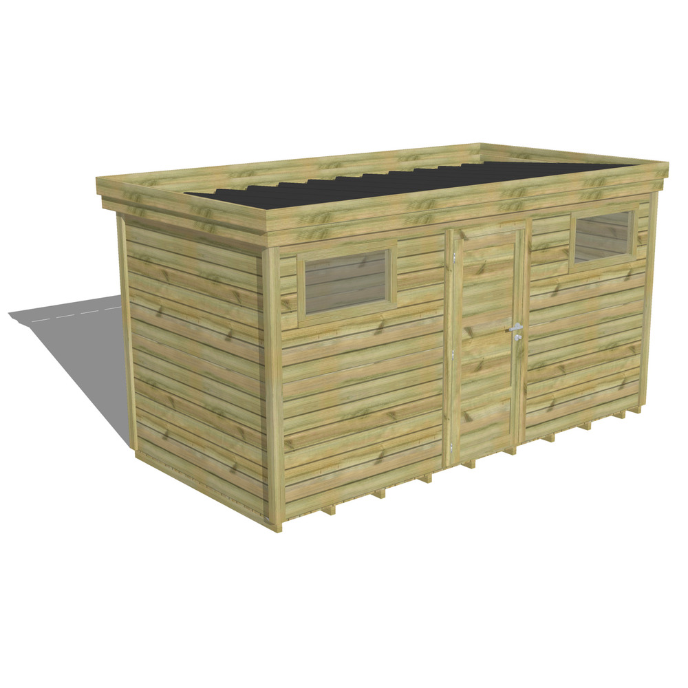 Abri de jardin bois pin traité autoclave 27mm - 4,34x2,14m / 9m2 - bac acier - plancher bois