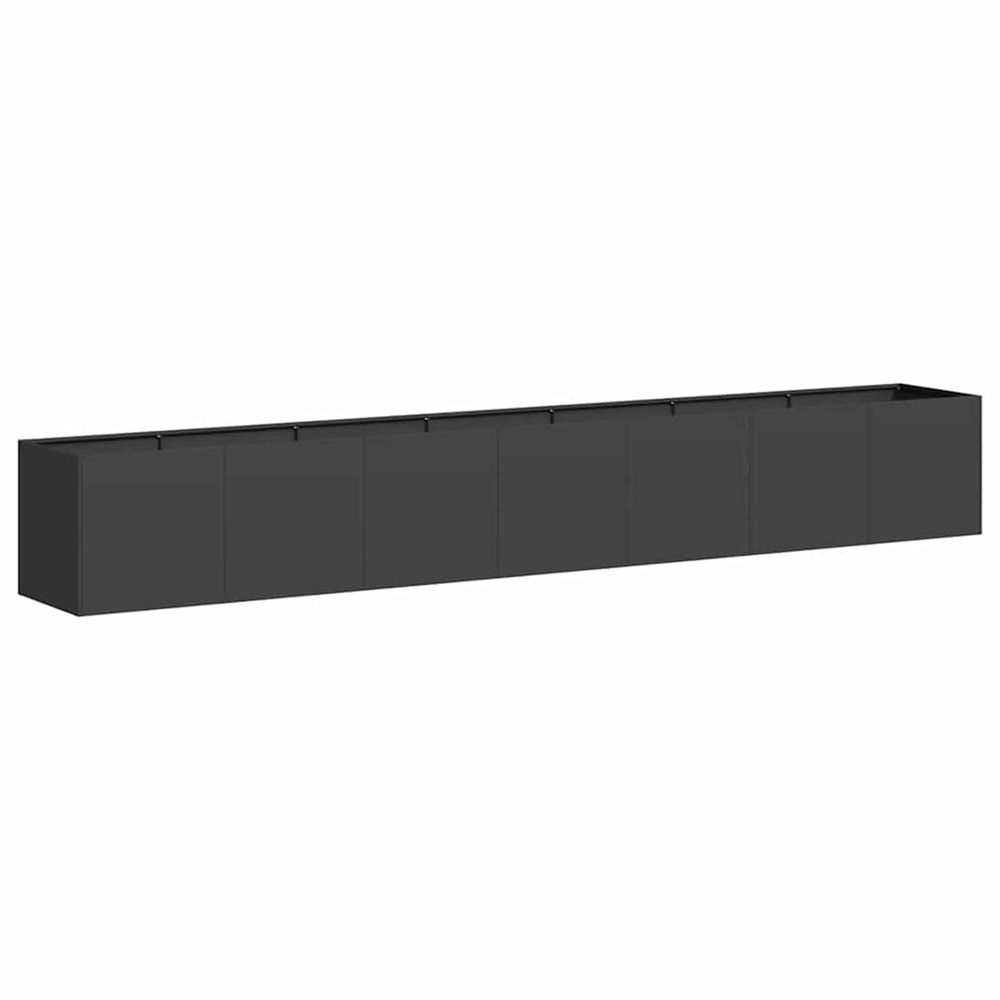 Jardinière d'extérieur noir 280x40x40 cm acier laminé à froid