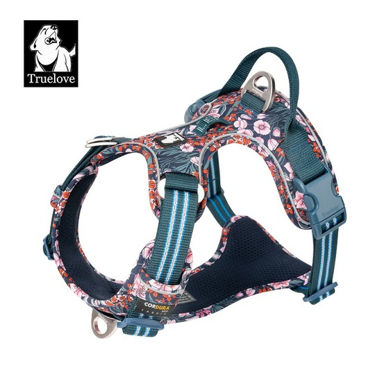 Harnais chien dressage anti traction & promenade truelove country plus - S : 43 - 53 cm - Navy blazer rose