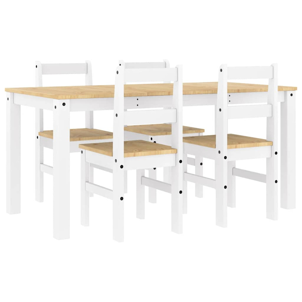 Ensemble à manger panama 5 pcs blanc bois de pin massif