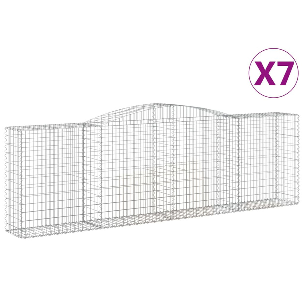 Paniers à gabions arqués 7 pcs 400x50x120/140 cm fer galvanisé