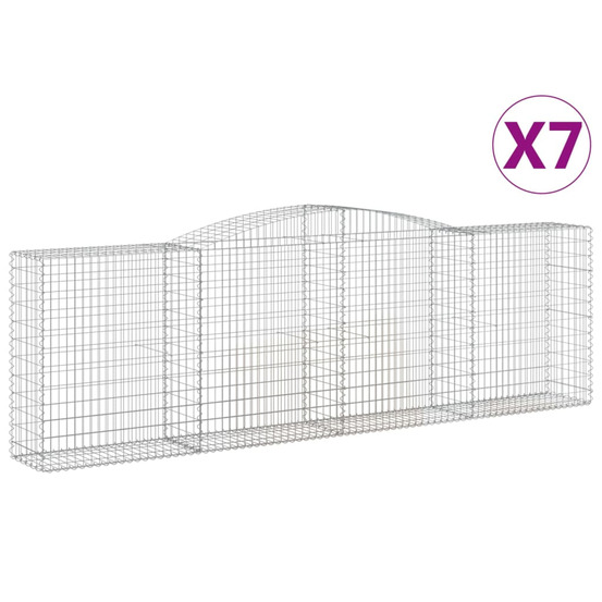 Paniers à gabions arqués 7 pcs 400x50x120/140 cm fer galvanisé
