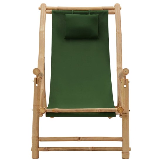 Chaise de terrasse bambou et toile vert