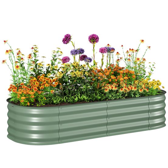 Carré potager flexible acier galvanisé vert forme modulable pour jardin 150x62x30 cm