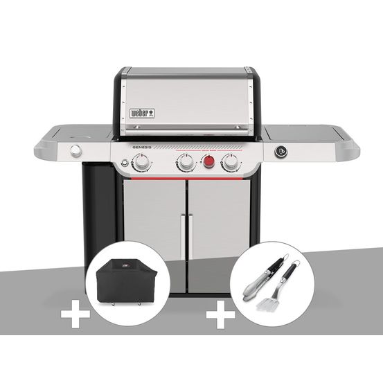 Barbecue gaz genesis sp 335w + housse + kit ustensiles premium 2 pièces