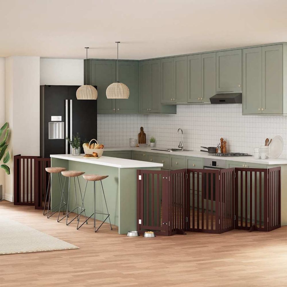 Barrière chien bois pliante modulable intérieur marron