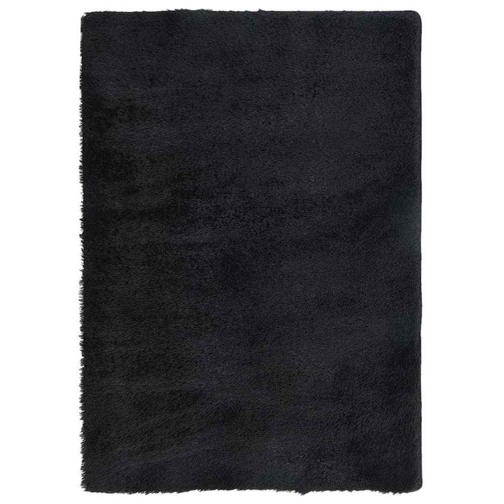 Tapis shaggy à poils longs navarra noir 160x230 cm polyester