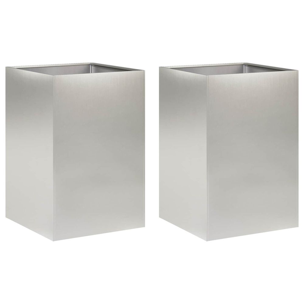 Cache-pot de jardin 2 pc argenté 50 x 50 x 75 cm