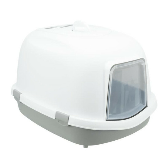 Trixie bac a litiere primo top avec couvercle - xxl - 56 x 47 x 71 cm - gris et blanc - pour chat