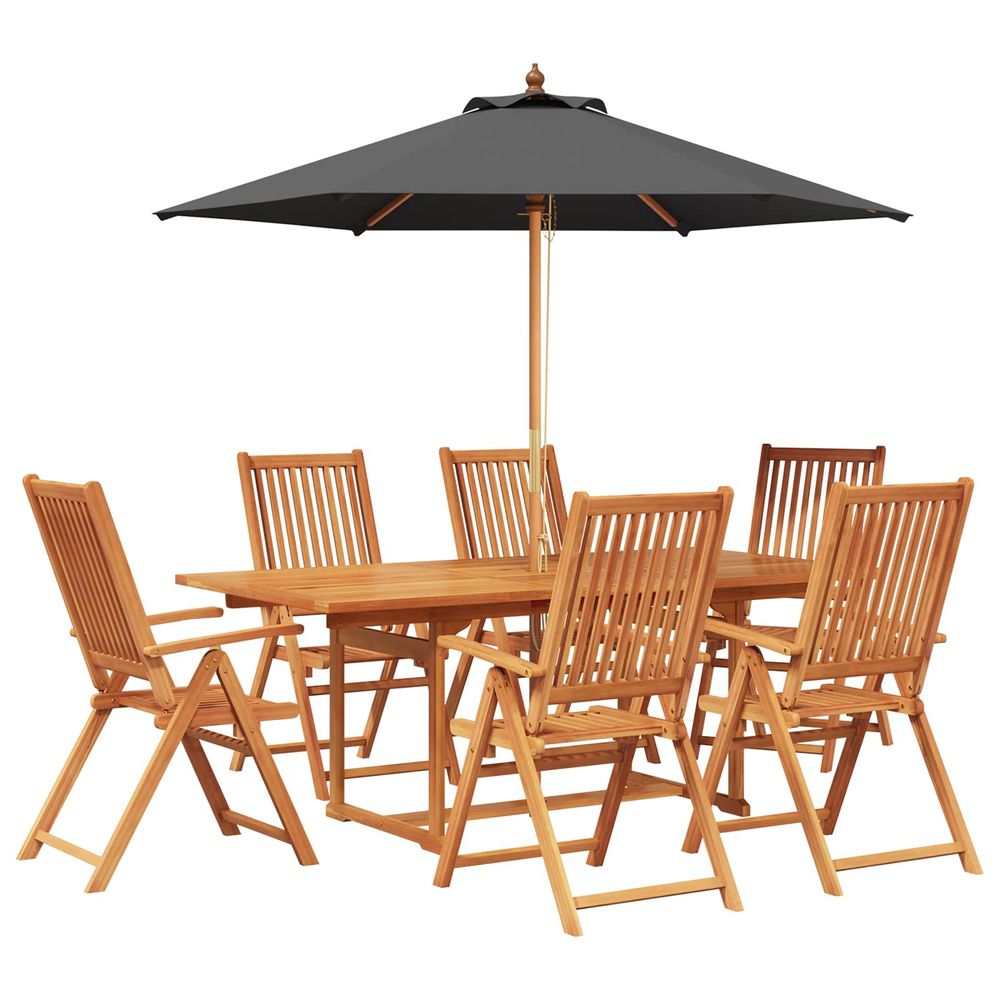 Ensemble de salle à manger d'extérieur avec parasol 8 pc