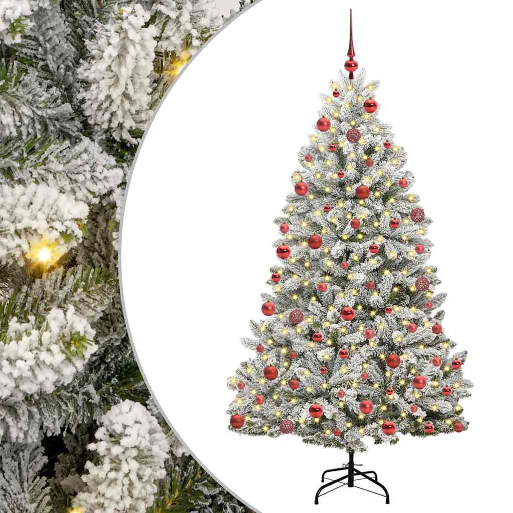Sapin de noël artificiel vert et blanc 180 cm pvc et métal
