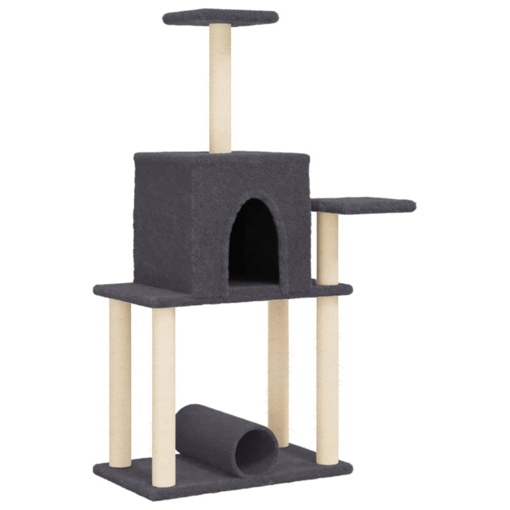 Arbre à chat meuble tour grimper jouet grattage grattoir escalade plateforme avec griffoirs en sisal foncé 122 cm gris 02_002