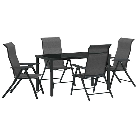 Ensemble de salle à manger pour jardin 5 pcs gris poly rotin