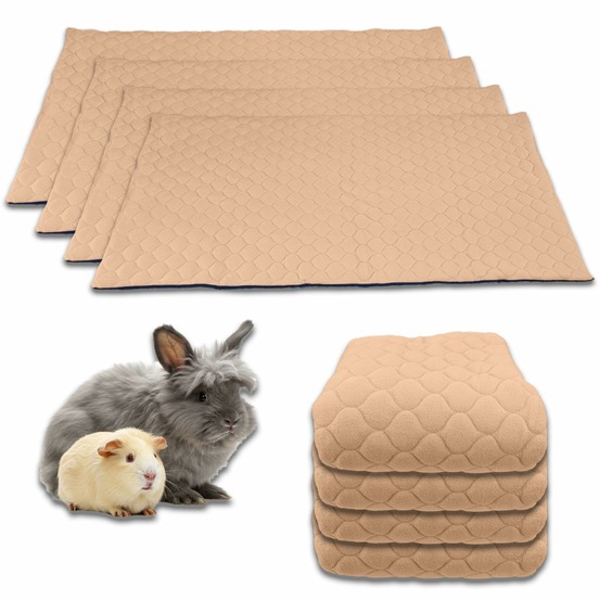 Lot de 4 - tapis qui remplace la litière pour cochon d'inde et lapin - absorbant, imperméable, passe en machine 140 x 70 cm