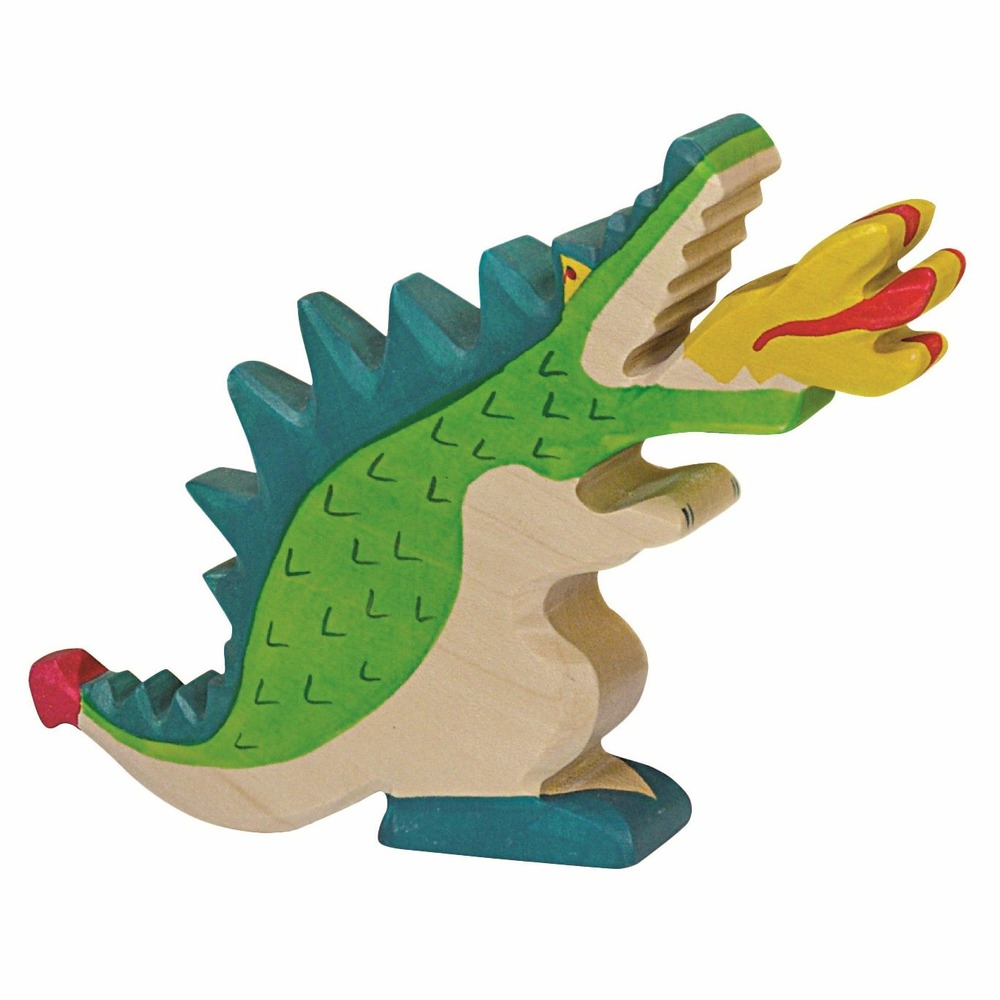 Figurine dragon vert, flamme