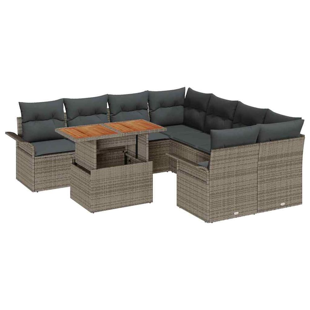 Ensemble de canapé de jardin 9 pc gris poly rotin