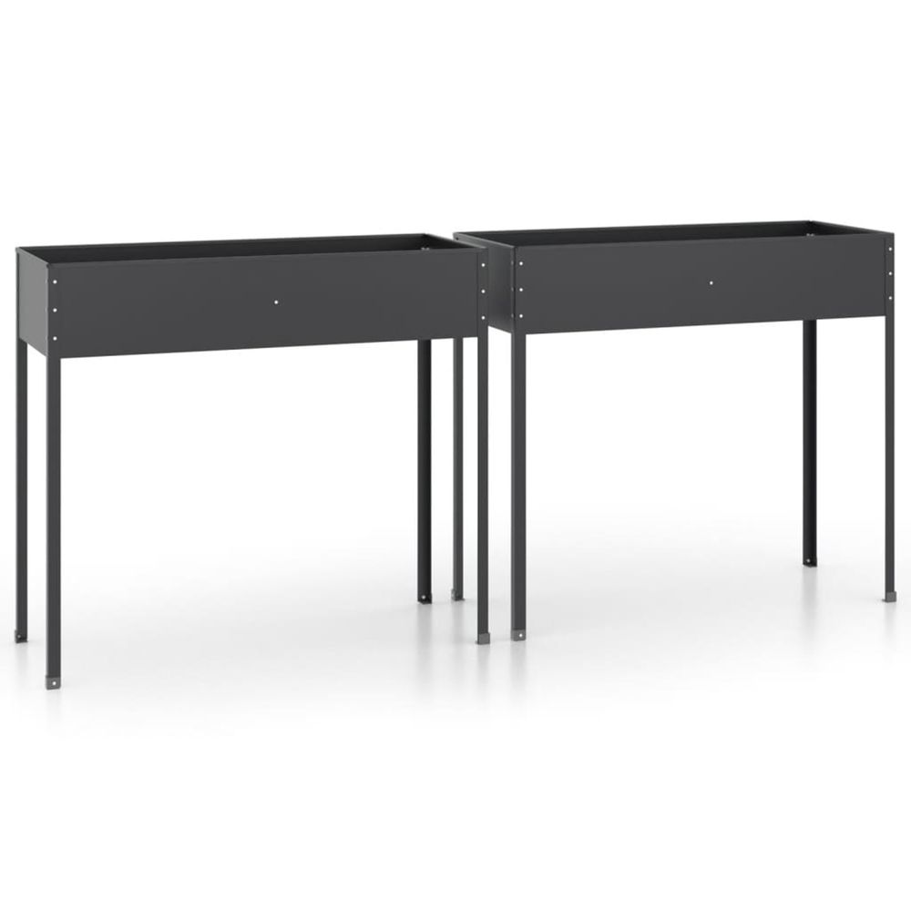 Jardinière d'extérieurs 2 pcs anthracite acier galvanisé