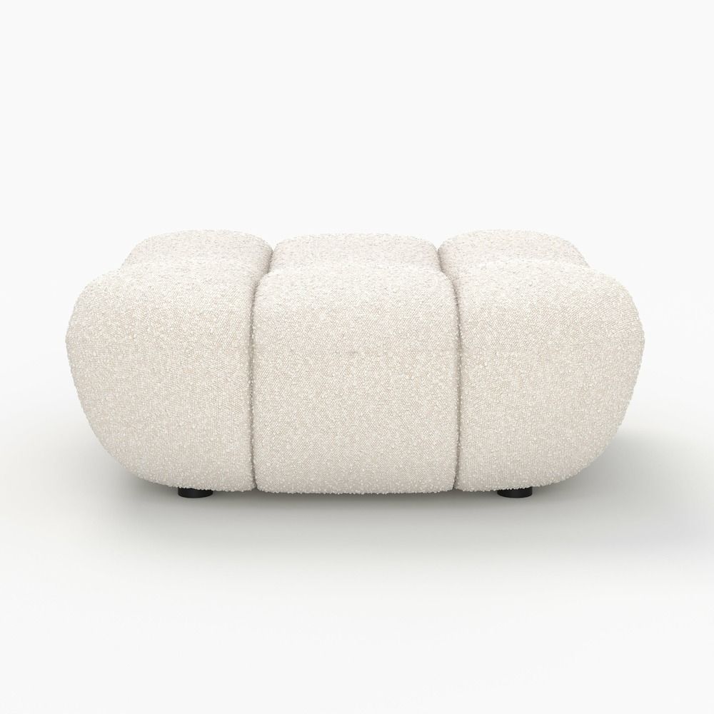 Teddy-pouf repose-pieds en tissu bouclé blanc