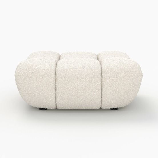 Teddy-pouf repose-pieds en tissu bouclé blanc