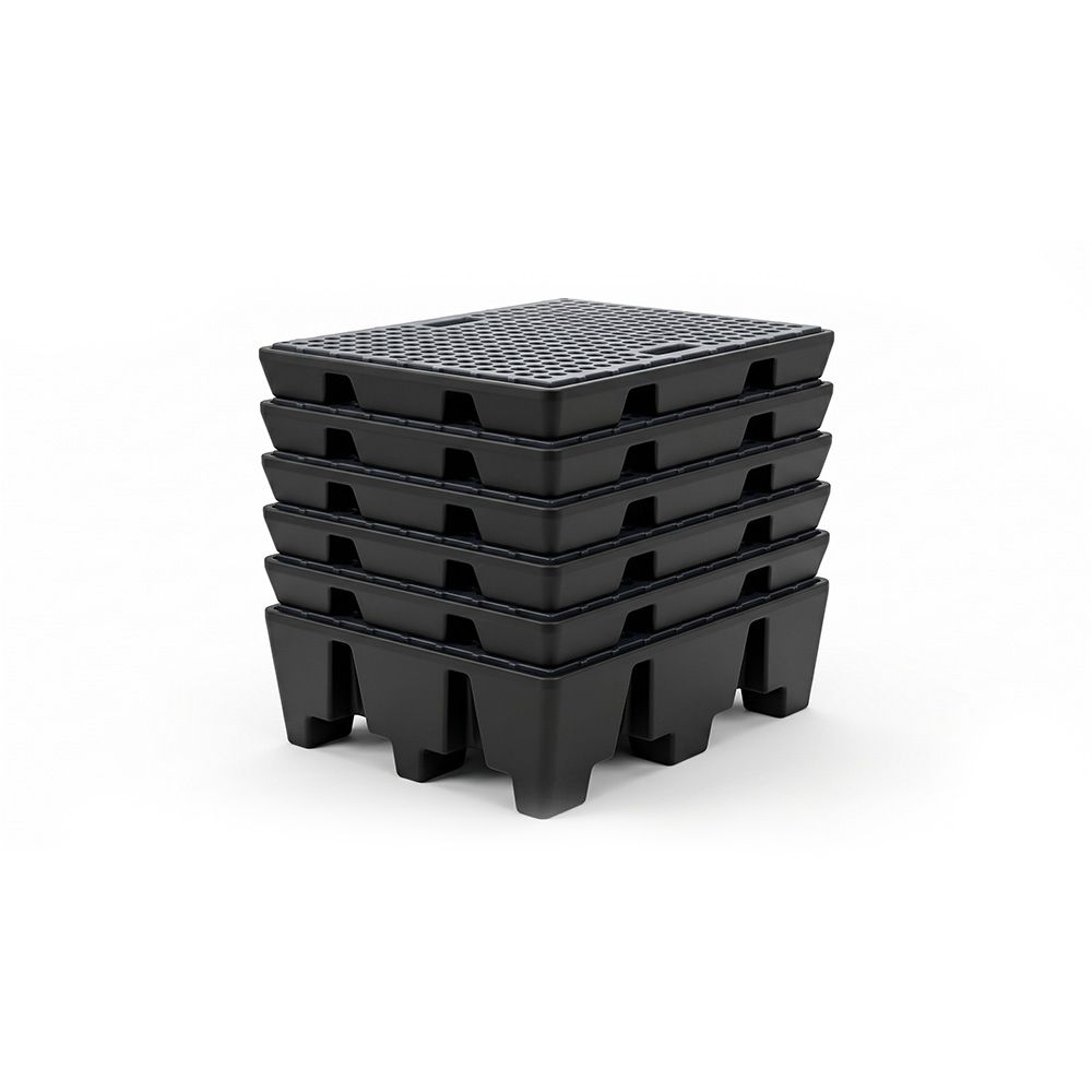 Lot de 6 - bac de rétention palette europe - éco-caillebotis plastique - plast'u