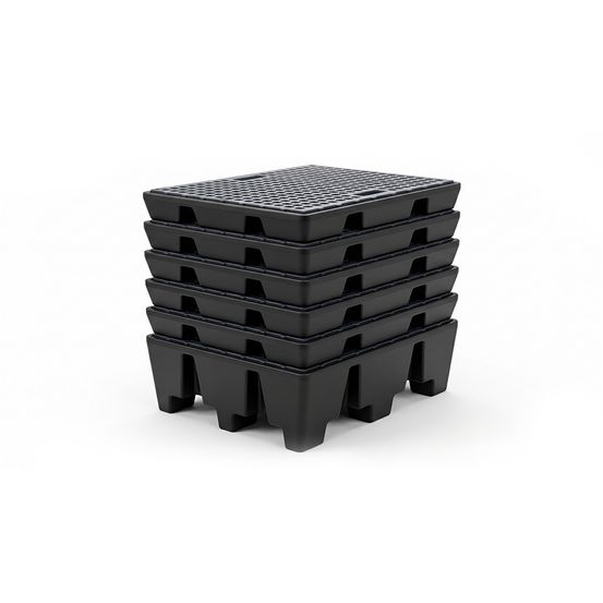 Lot de 6 - bac de rétention palette europe - éco-caillebotis plastique - plast'u