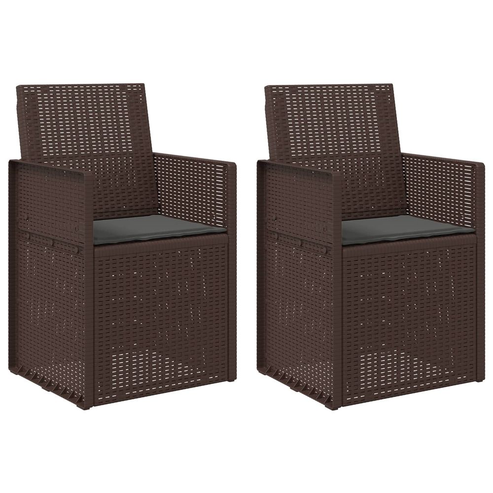 Chaises de jardin salle à manger 2 pc marron et anthracite pp