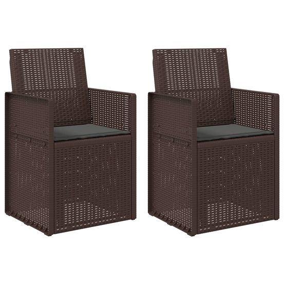 Chaises de jardin salle à manger 2 pc marron et anthracite pp