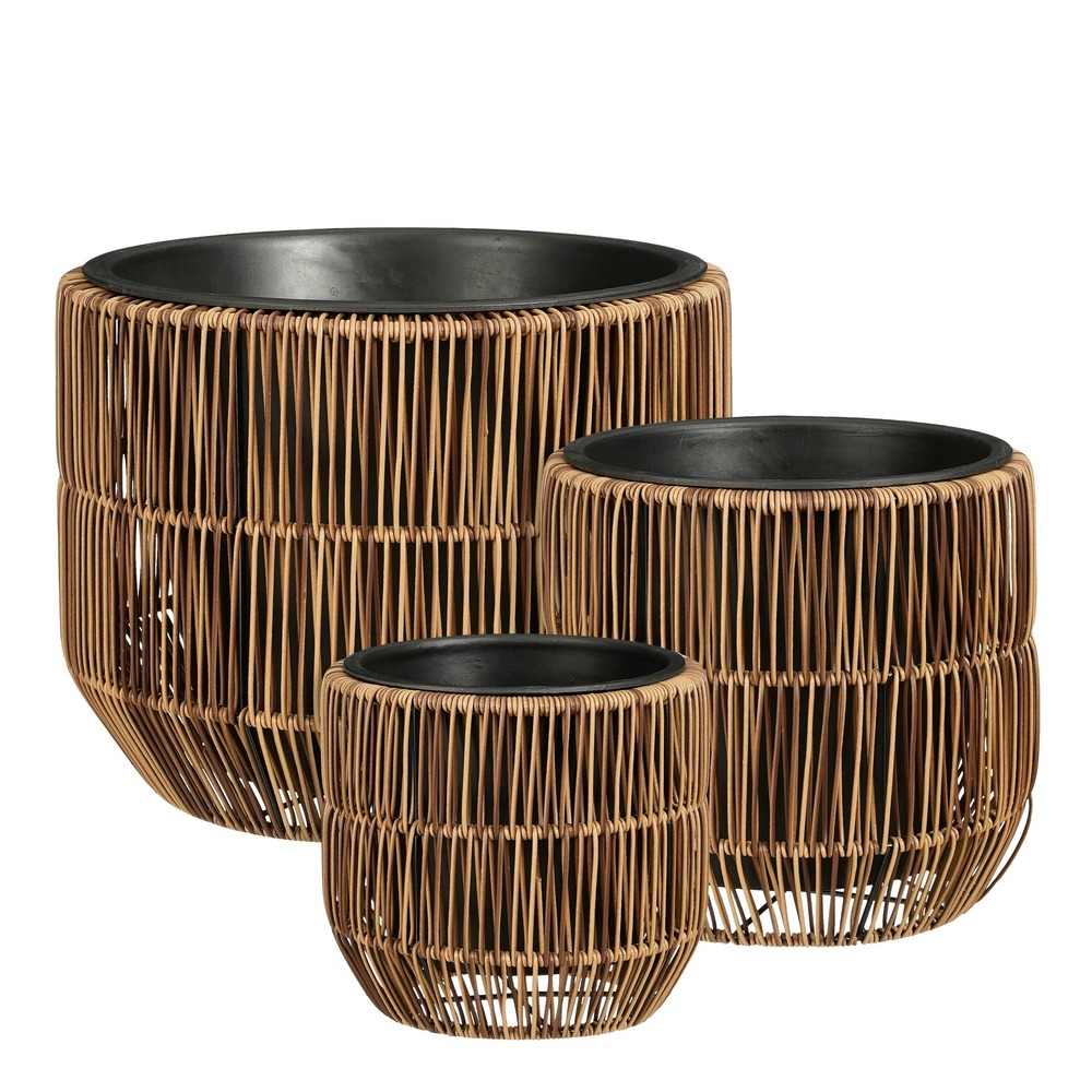Mica decorations peta pots de fleurs – lot de 3 – pot plante pour fleurs et plantes exterieur – pot de fleur exterieur – marron