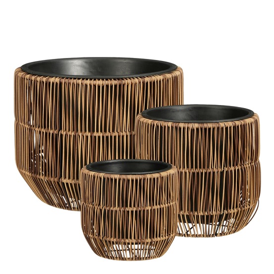 Mica decorations peta pots de fleurs – lot de 3 – pot plante pour fleurs et plantes exterieur – pot de fleur exterieur – marron