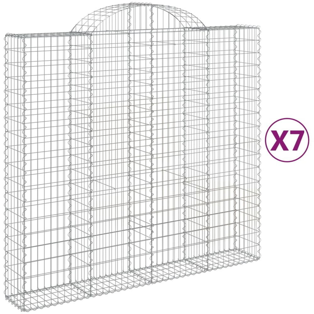 Paniers à gabions arqués 7 pcs 200x50x180/200 cm fer galvanisé