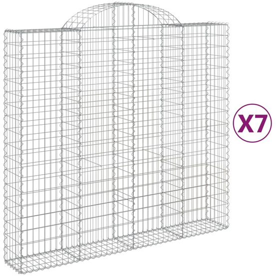 Paniers à gabions arqués 7 pcs 200x50x180/200 cm fer galvanisé