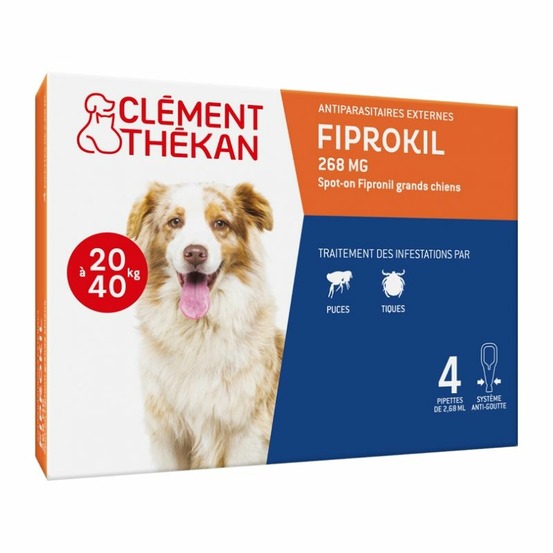 Fiprokil duo chien 20-40 kg - clement thekan 4 pipettes