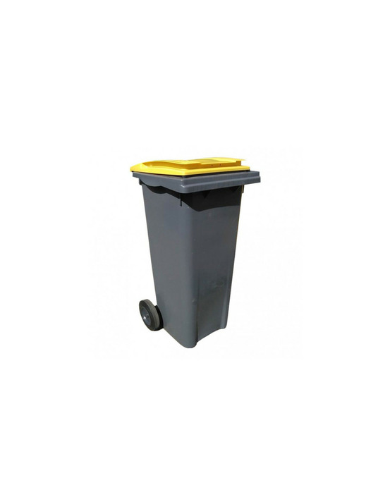 Conteneur poubelle 2 roues gris jaune 120 litres - 960 x 550 x 480