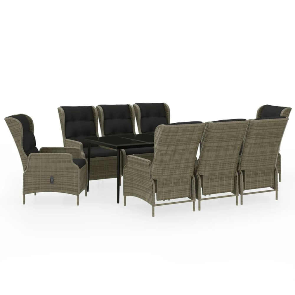 Ensemble à manger de jardin 9 pcs marron