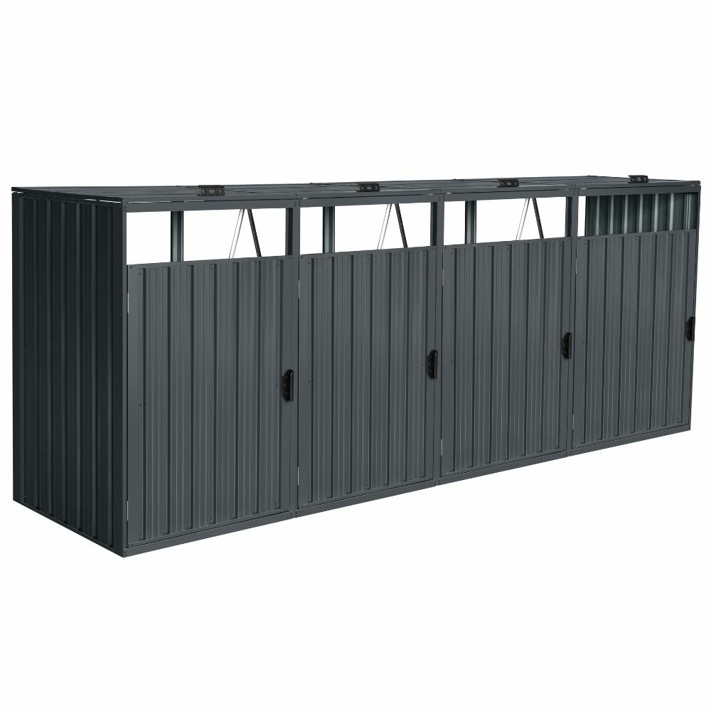 Home deluxe - abri pour poubelles cubo - peut accueillir 4 poubelles de 240 litres, couleur : anthracite, résistant aux intempéries,