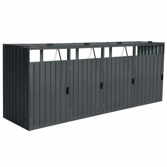 Home deluxe - abri pour poubelles cubo - peut accueillir 4 poubelles de 240 litres, couleur : anthracite, résistant aux intempéries,