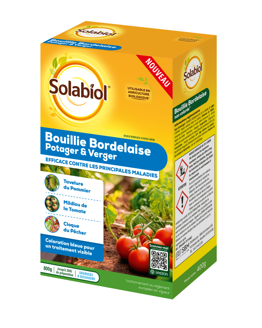 Solabiol bouillie bordelaise - 800g - 200l de solution - granulés a dissoudre - coloration bleue